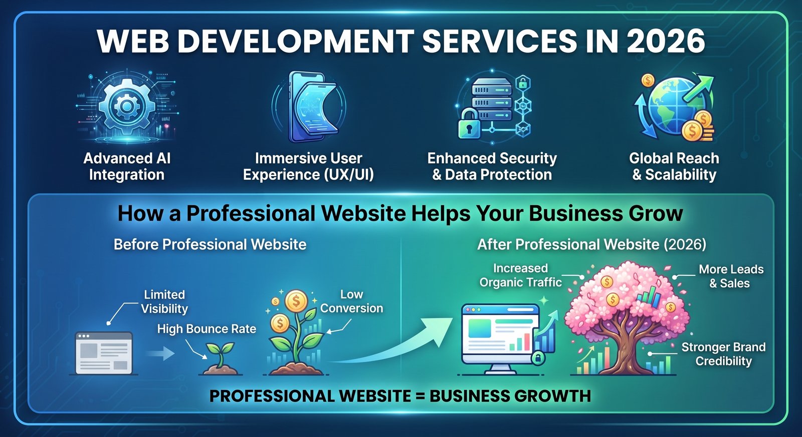 Web Development Services in 2026 7 Web Development Services in 2026: How a Professional Website Helps Your Business Grow